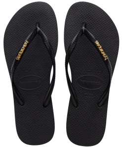 Women's Slim Logo Metallic Flip Flops